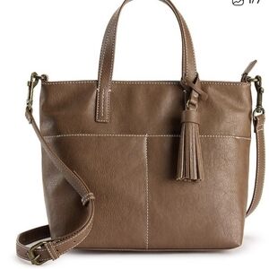 Sonoma Brown Vegan Leather Tote Bag NWT